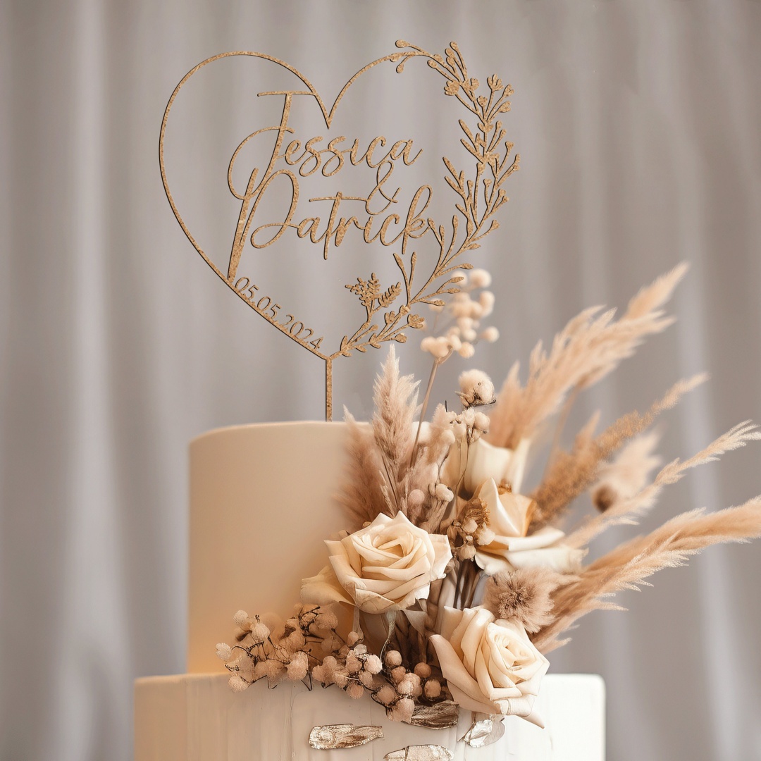 Gold Cake Topper with Heart, H - Industrial Laser Power avaliação e preço