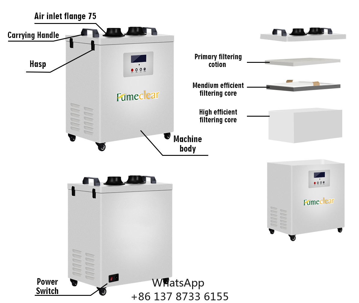 CE Approved Portable Fume Extr - Industrial Laser Fume Extractor avaliação e preço